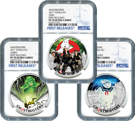 ALL COINS IN SERIES COMPLETE 3-COIN SET 2017 GHOSTBUSTERS COIN SERIES OGP