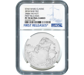 JABBA THE HUTT 2018 SILVER STAR WARS CLASSIC NGC PF70 FIRST RELEASES W/OGP